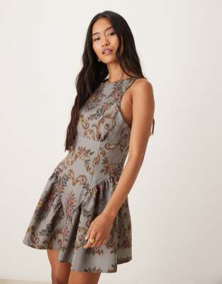 Asos Design Corset Detail Mini Dress In Multi