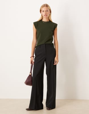 Asos Design Corset Detail Structured Knit Tank Top In Green