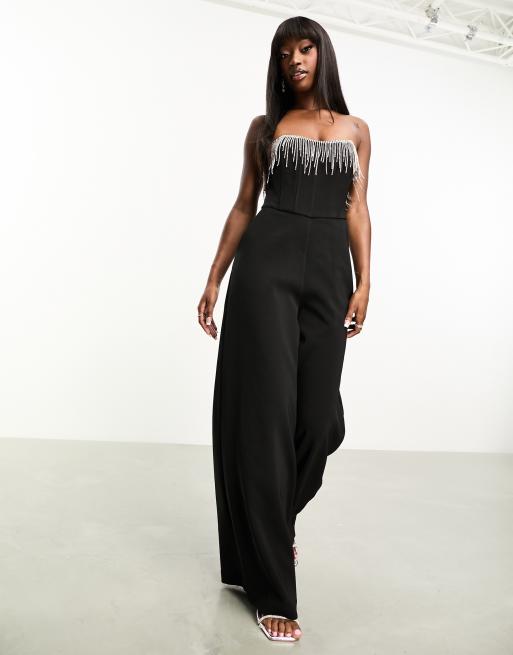 Fringe cheap jumpsuit black