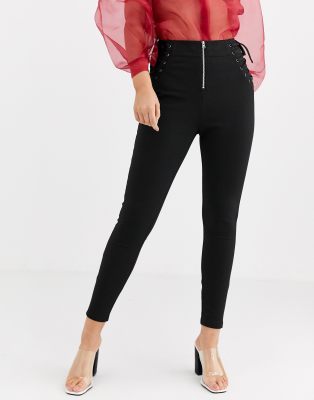 ASOS DESIGN corset lace up skinny pants 