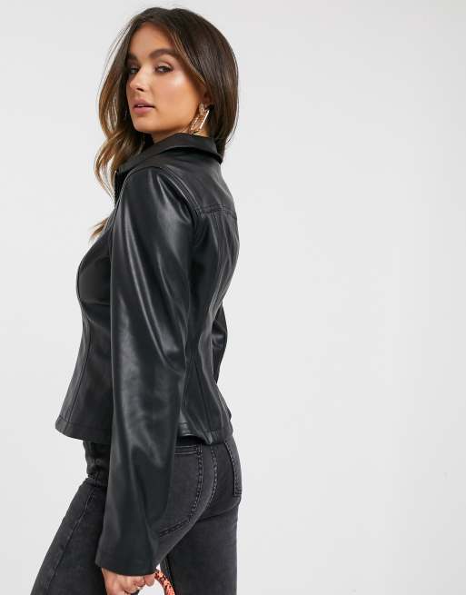 Asos leather look on sale jacket