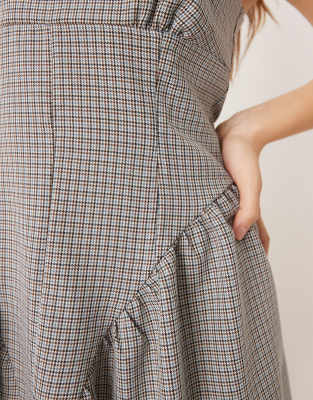 grey corset mini dress Women's Grey Woven Corset Detail Mini Dress