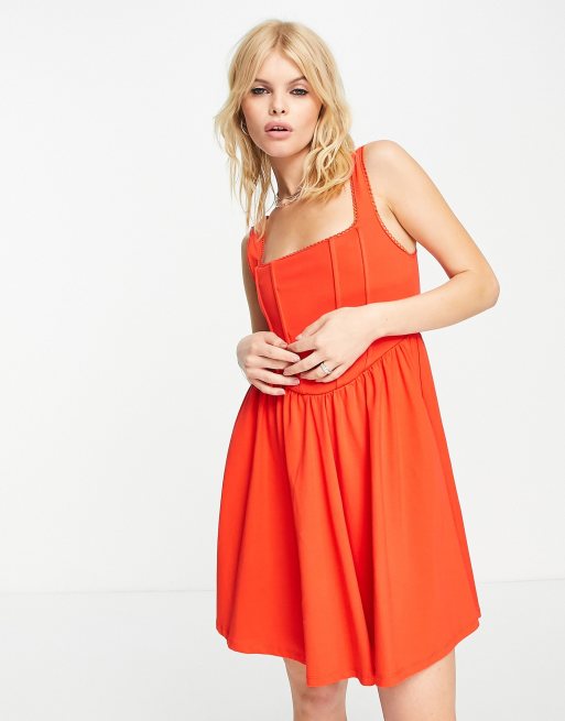 ASOS DESIGN corset mini dress in red 