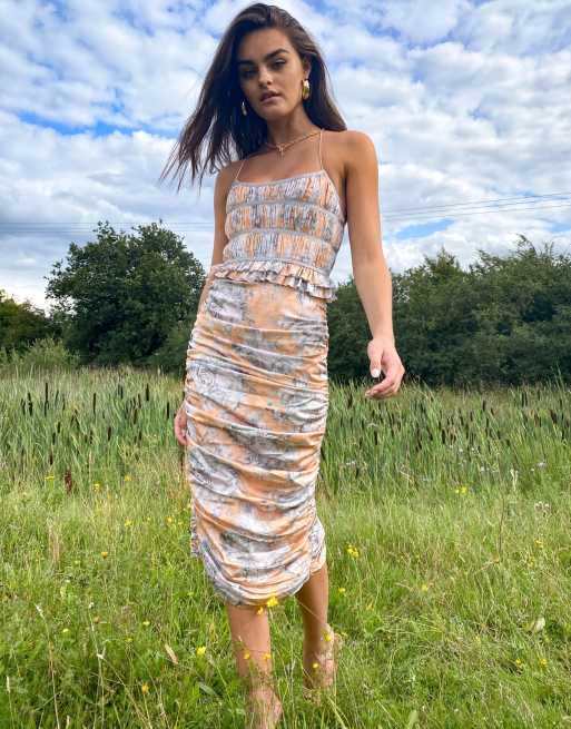 draped skirt corset midi dress Draped satin corset midi dress  Color: Light pink  RASARIO Online Boutique 34 (FR) / Light pink