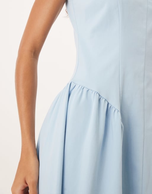 ASOS DESIGN corset seam detail maxi dress in blue, 3 of 4