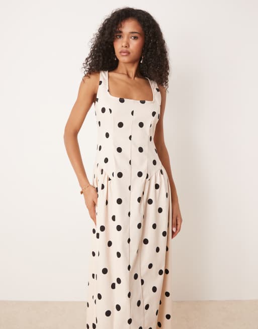 white christmas dresses Dane Polka Dot Corset Tulle Midi Dress – Lace & Beads main image 0