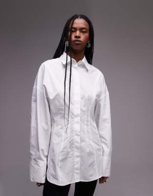 Asos Design Corset Seam Detail Shirt In White
