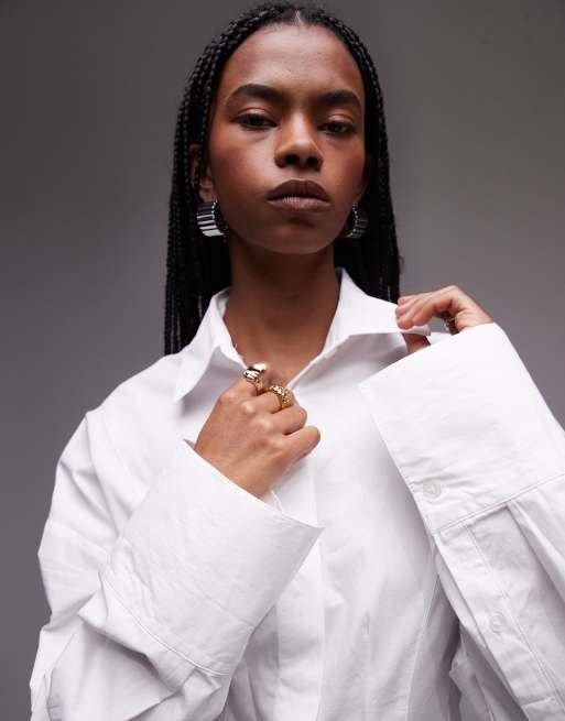 ASOS DESIGN corset seam detail shirt in white