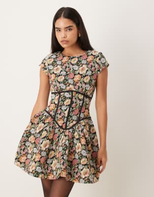 Asos Design Corset Sleeveless Mini Dress In Multi