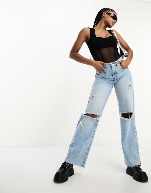 ASOS DESIGN corset style sweetheart neck sleeveless bodysuit in black, 4 of 4
