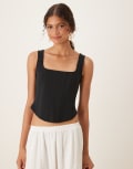[ASOS DESIGN] ASOS DESIGN corset top with boning in black S Black