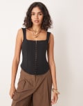 [ASOS DESIGN] ASOS DESIGN corset top with eyelet front in black M Black