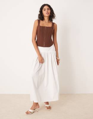 Asos Design Corset Top With Grommets Front In Brown