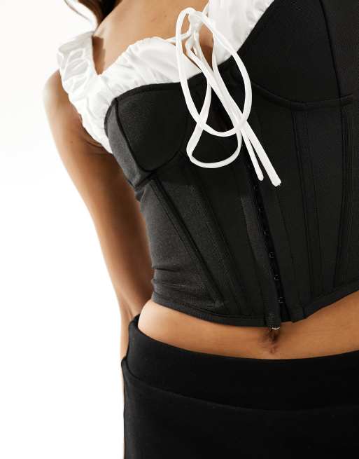 ASOS DESIGN corset top with milkmaid detail in black ASOS