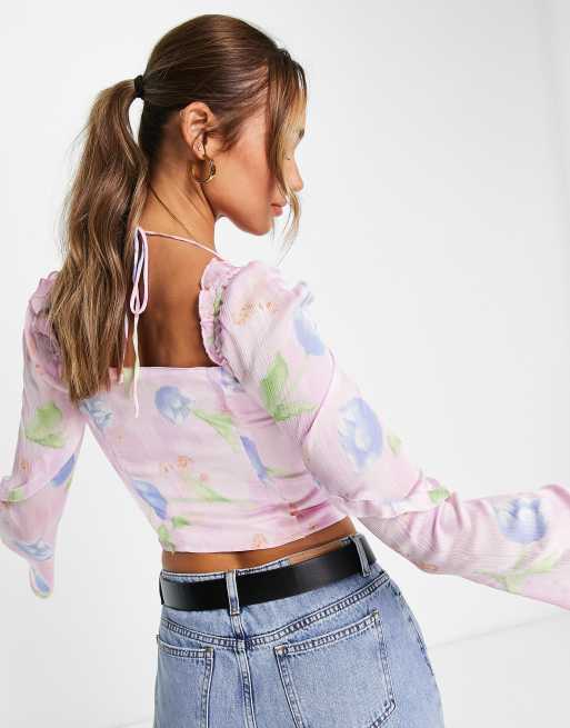 Shape Pink Tie Dye Woven Corset Crop Top