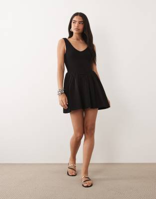 black mini ruched dress Level Up Ruched Mini Dress