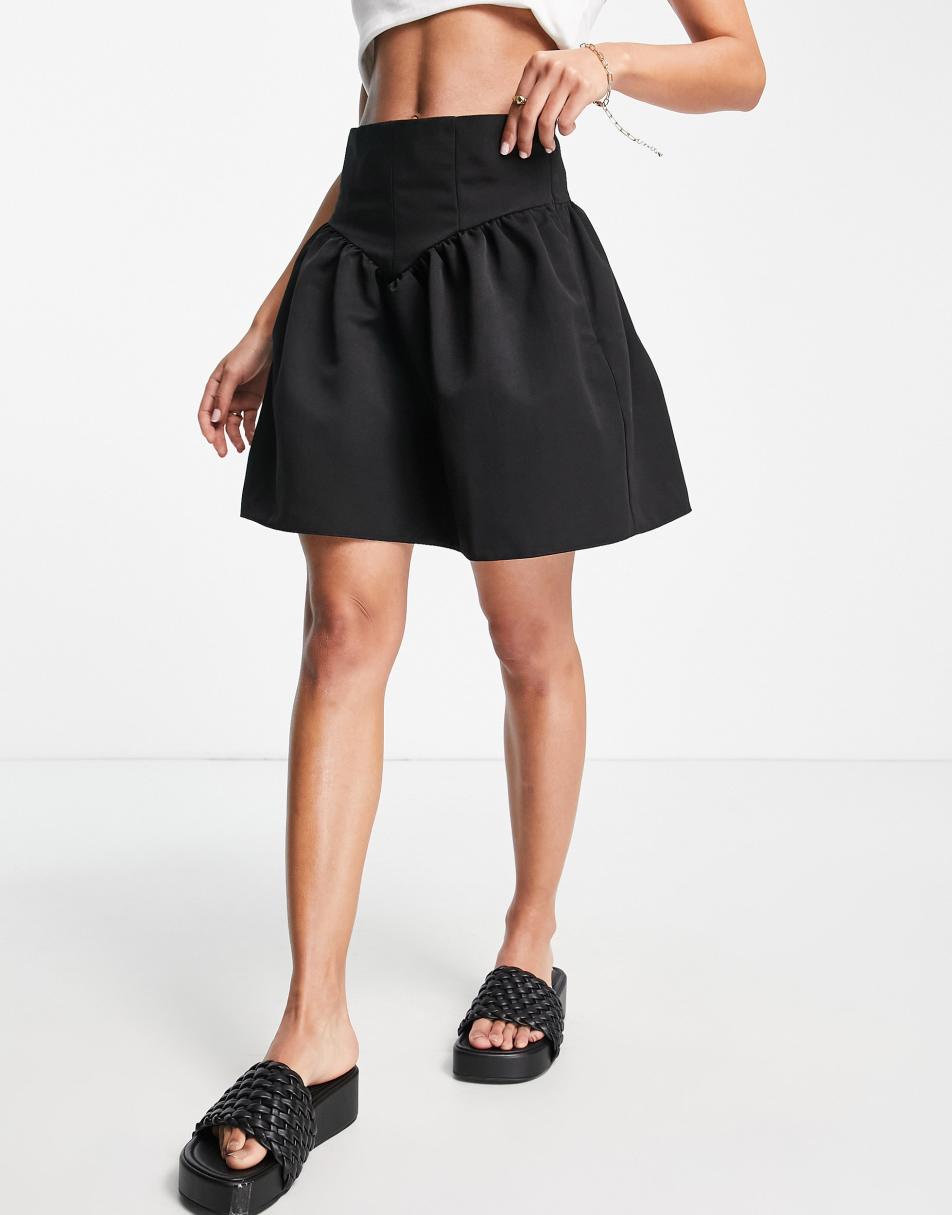 Monki mesh midi skirt in black