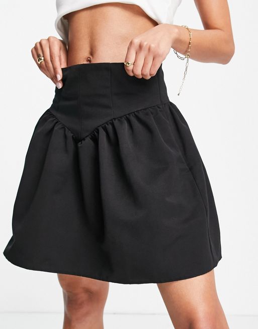 ASOS DESIGN corset waist mini skirt in black