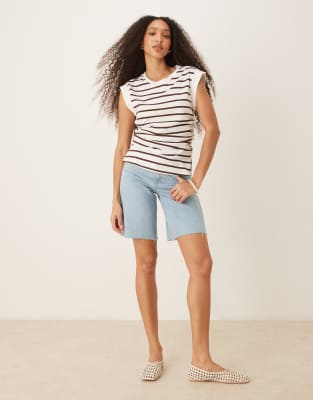 Asos Design Corset Waist Sharp Shoulder Tank Top