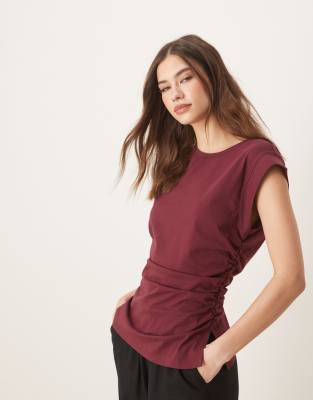 Asos Design Corset Waist Sharp Shoulders Tank Top In Red