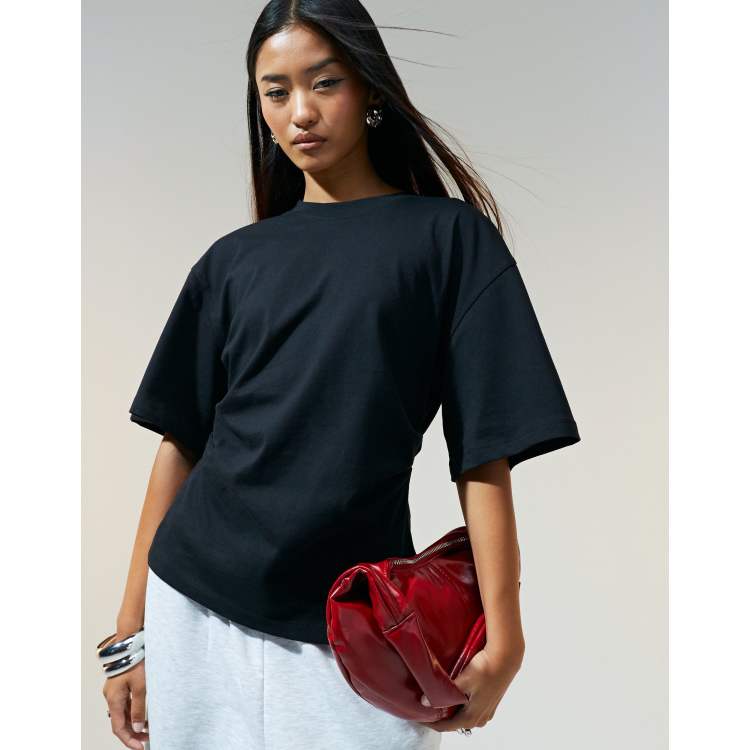 ASOS DESIGN corset waist t shirt in black ASOS