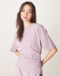 [ASOS DESIGN] ASOS DESIGN corset waist t-shirt in washed mauve-Purple XS WASHED MAUVE