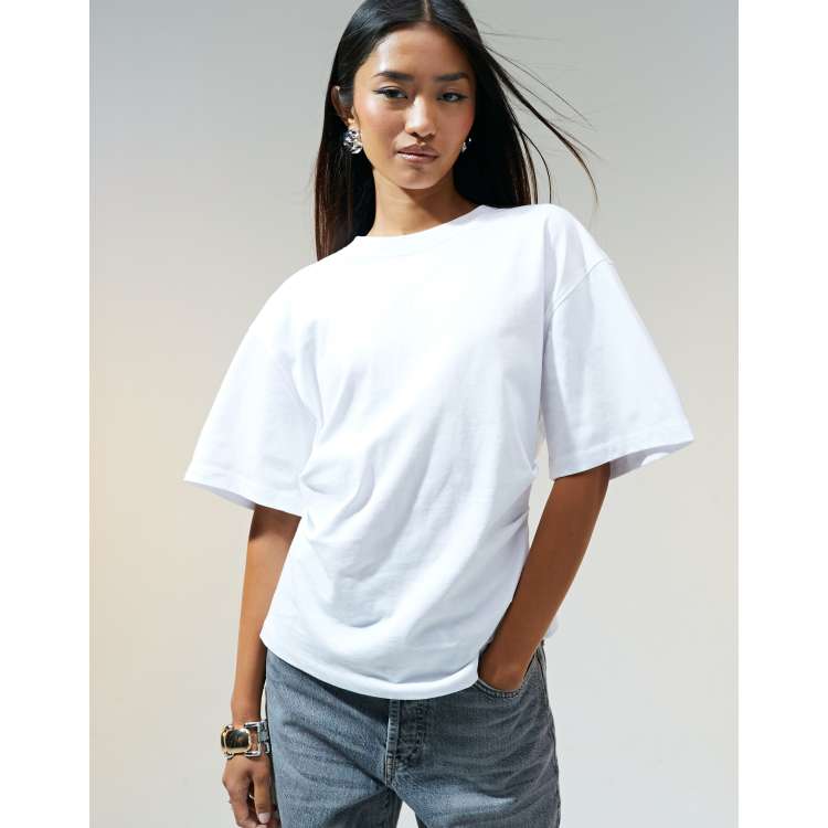 ASOS DESIGN modal corset waist t-shirt in pale grey