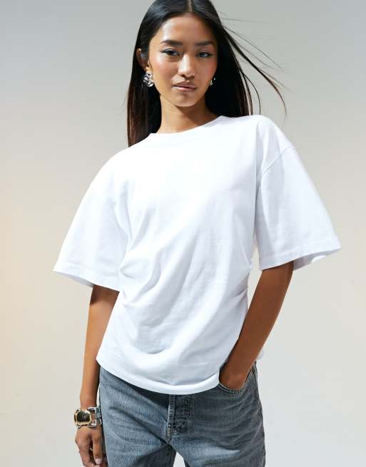 ASOS DESIGN corset waist t-shirt in white | ASOS