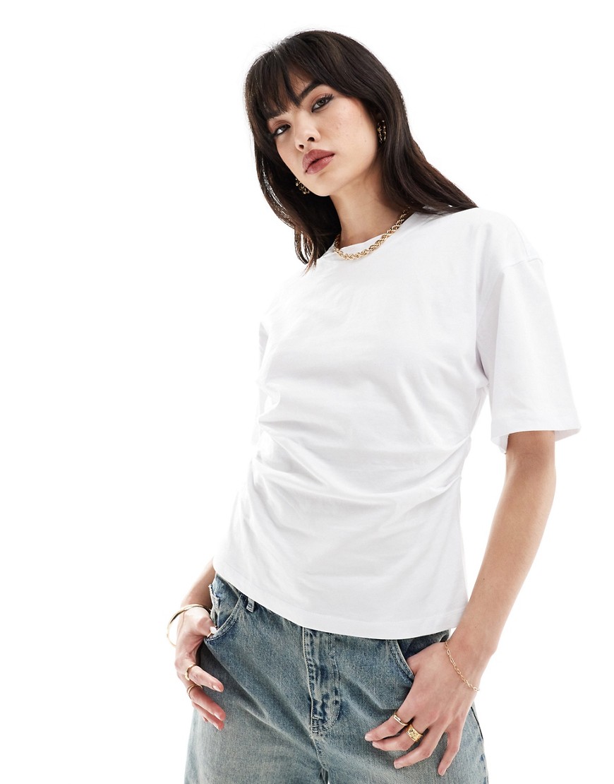corset waist t-shirt in white