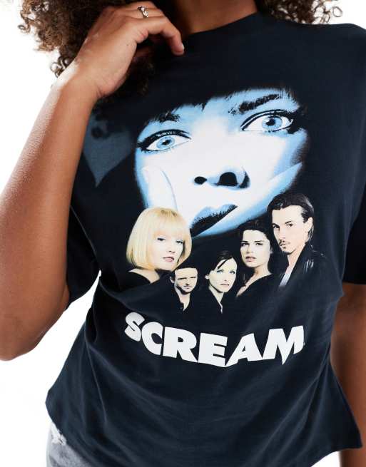 ASOS DESIGN corset waist T-shirt with scream licence graphic in
