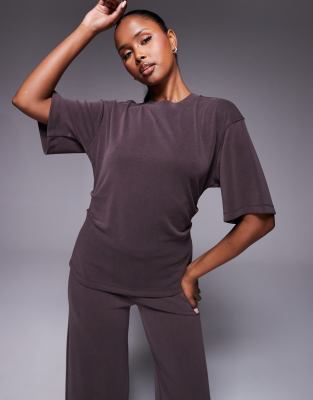 Asos Design Corset Waist Tee In Brown