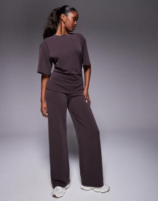 Asos Design Corset Waist Tee In Brown