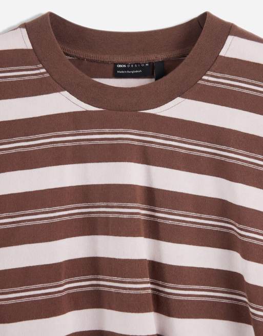 ASOS DESIGN corset waist tee in chocolate and pink stripe, 7 of 11