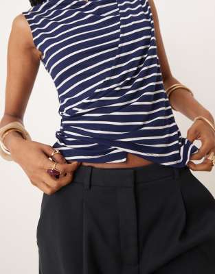 Asos Design Corset Waist Top In Multi