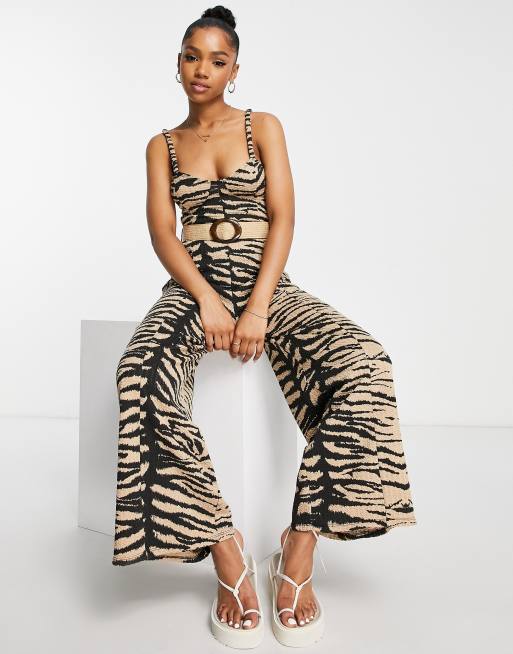 ASOS DESIGN tailored strapless bustier jumpsuit with wide leg in