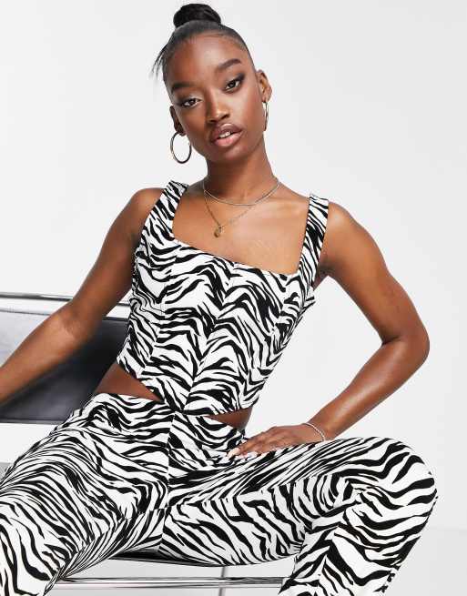 ASOS DESIGN - Corsetto con stampa zebrata in coordinato