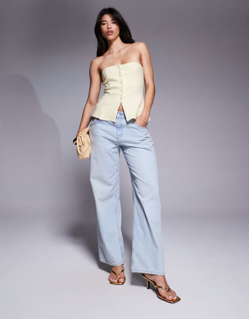 ASOS DESIGN - Corsetto strutturato abbottonato color latticello in tessuto ponte, 2 di 4