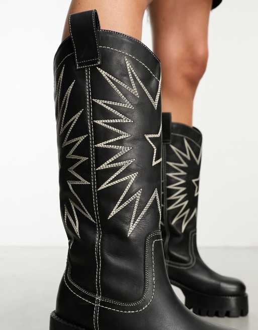 Asos black studded on sale boots