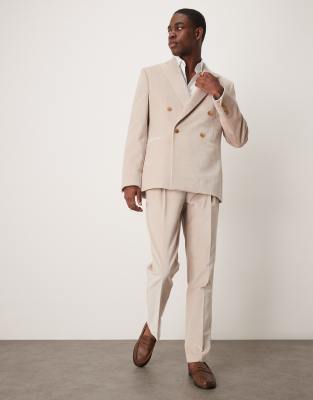 ASOS DESIGN - Costume ajusté à double boutonnage en velours de coton - Taupe - view 1