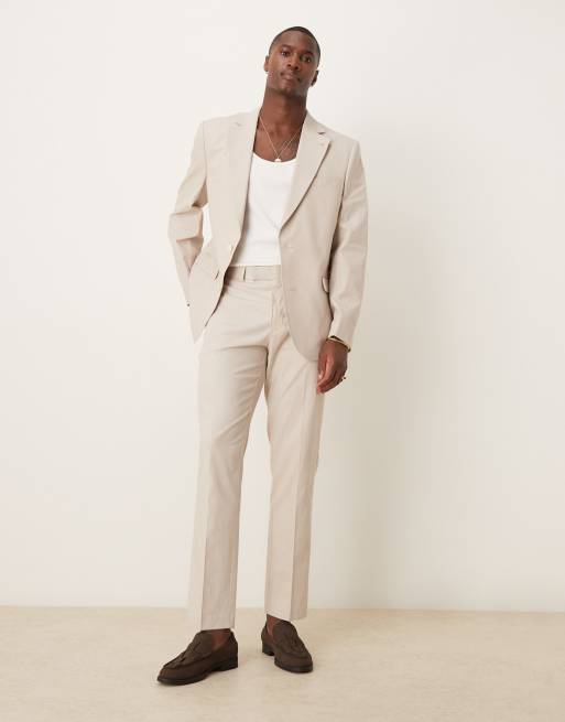 ASOS DESIGN - Costume ajusté en lin mélangé - Taupe