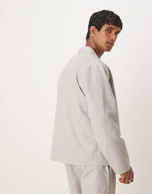 ASOS DESIGN - Costume coupe carrée en lin texturé - Gris