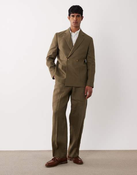 ASOS DESIGN - Costume coupe classique 100 % lin de qualité supérieure - Vert olive - view 1