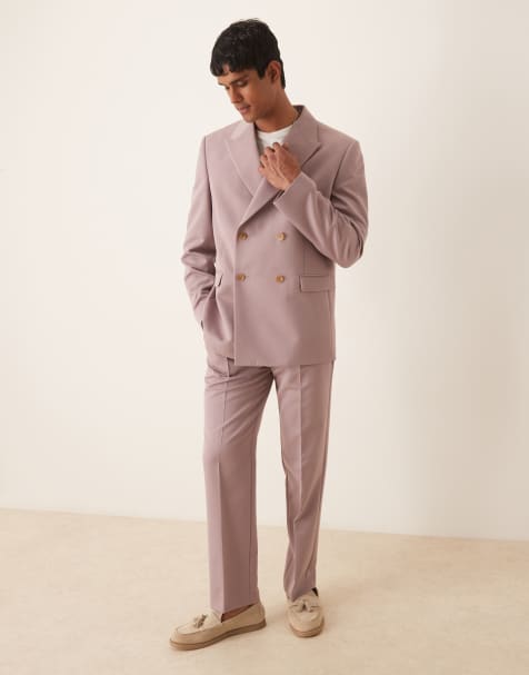 ASOS DESIGN - Costume décontracté avec veste à double boutonnage - Vieux rose - view 1