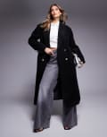 [ASOS DESIGN] ASOS DESIGN cosy boucle dad coat with gold buttons in black-Green S black