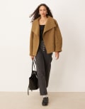 [ASOS DESIGN] ASOS DESIGN cosy funnel neck oversized jacket in olive-Green M Olive