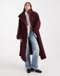 [ASOS DESIGN] ASOS DESIGN cosy longline formal coat in burgundy-Red M Burgundy