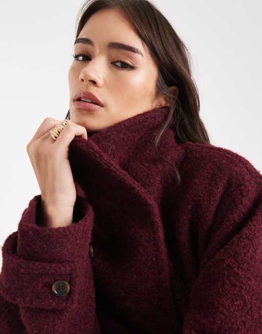 ASOS DESIGN cozy longline formal coat in burgundy