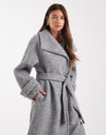 [ASOS DESIGN] ASOS DESIGN cosy longline formal coat in grey XS Grey