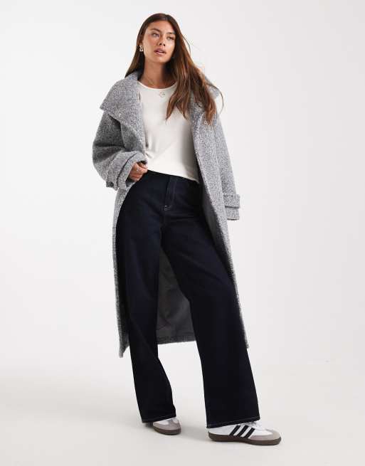ASOS DESIGN cosy longline formal coat in grey, 3 of 4