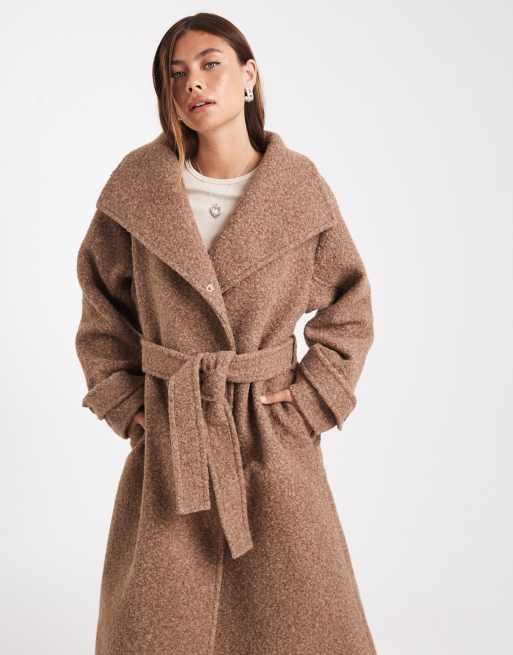 ASOS DESIGN cosy longline formal coat in mushroom, 3 of 4